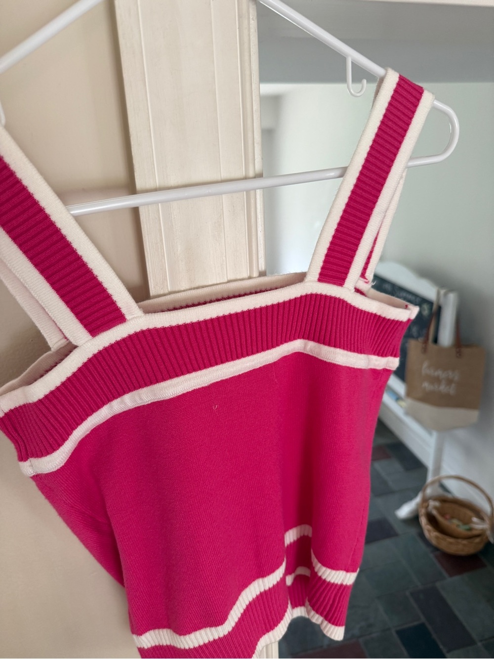 Amazon Hot Pink and Cream Knit Tank Top